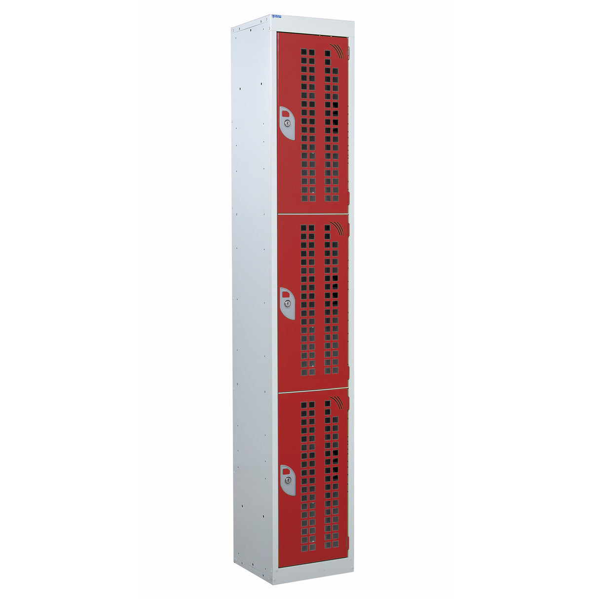 Perforated Door Locker 1800x450x450 - 3 Compartments - Red