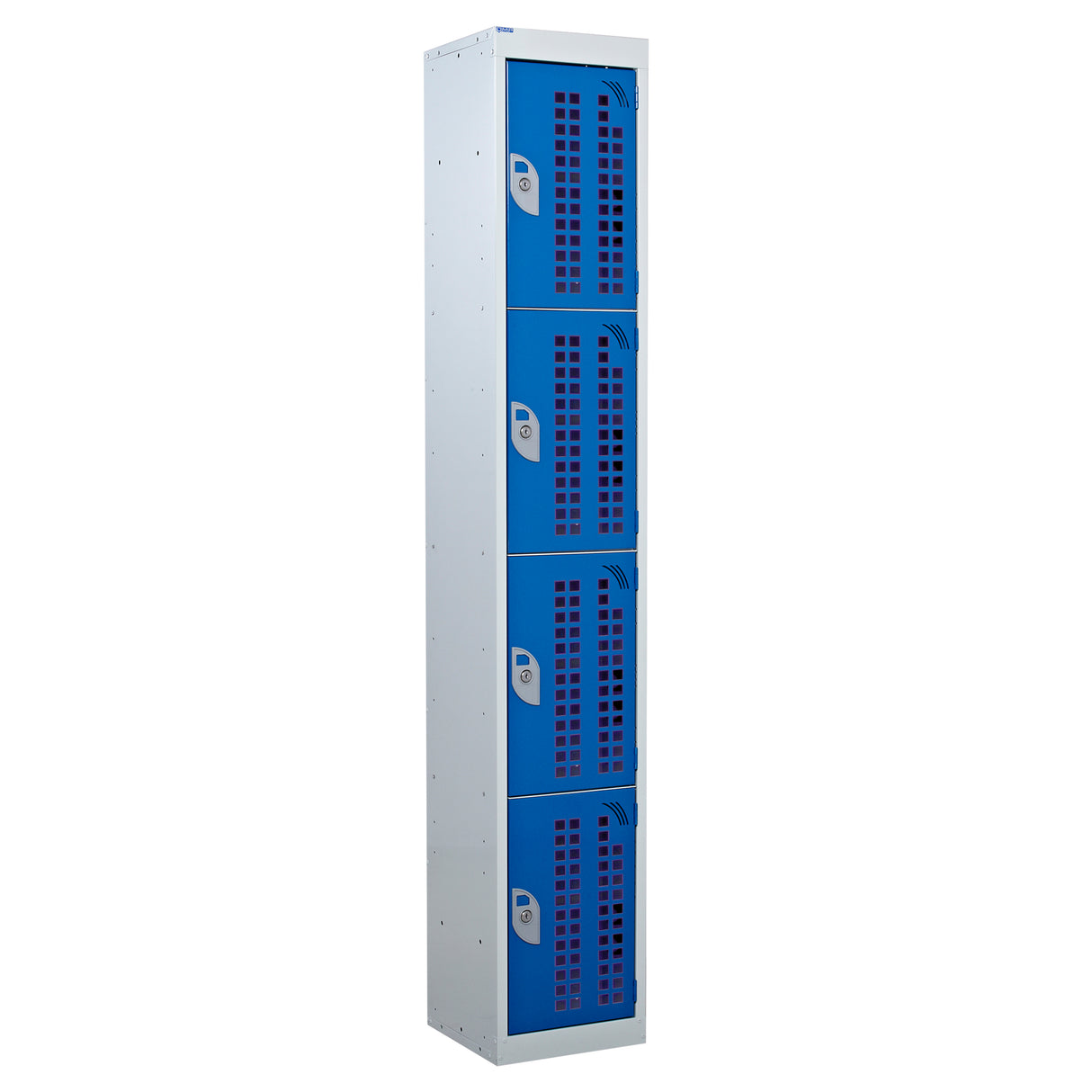 Perforated Door Locker 1800x300x450 - 4 Compartments - Blue