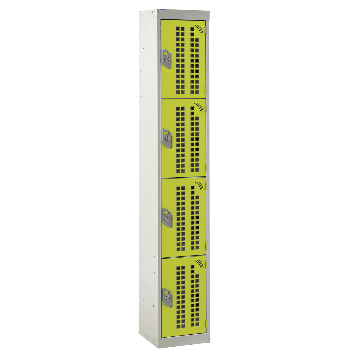 Perforated Door Locker 1800x300x300 - 4 Compartments - Yellow