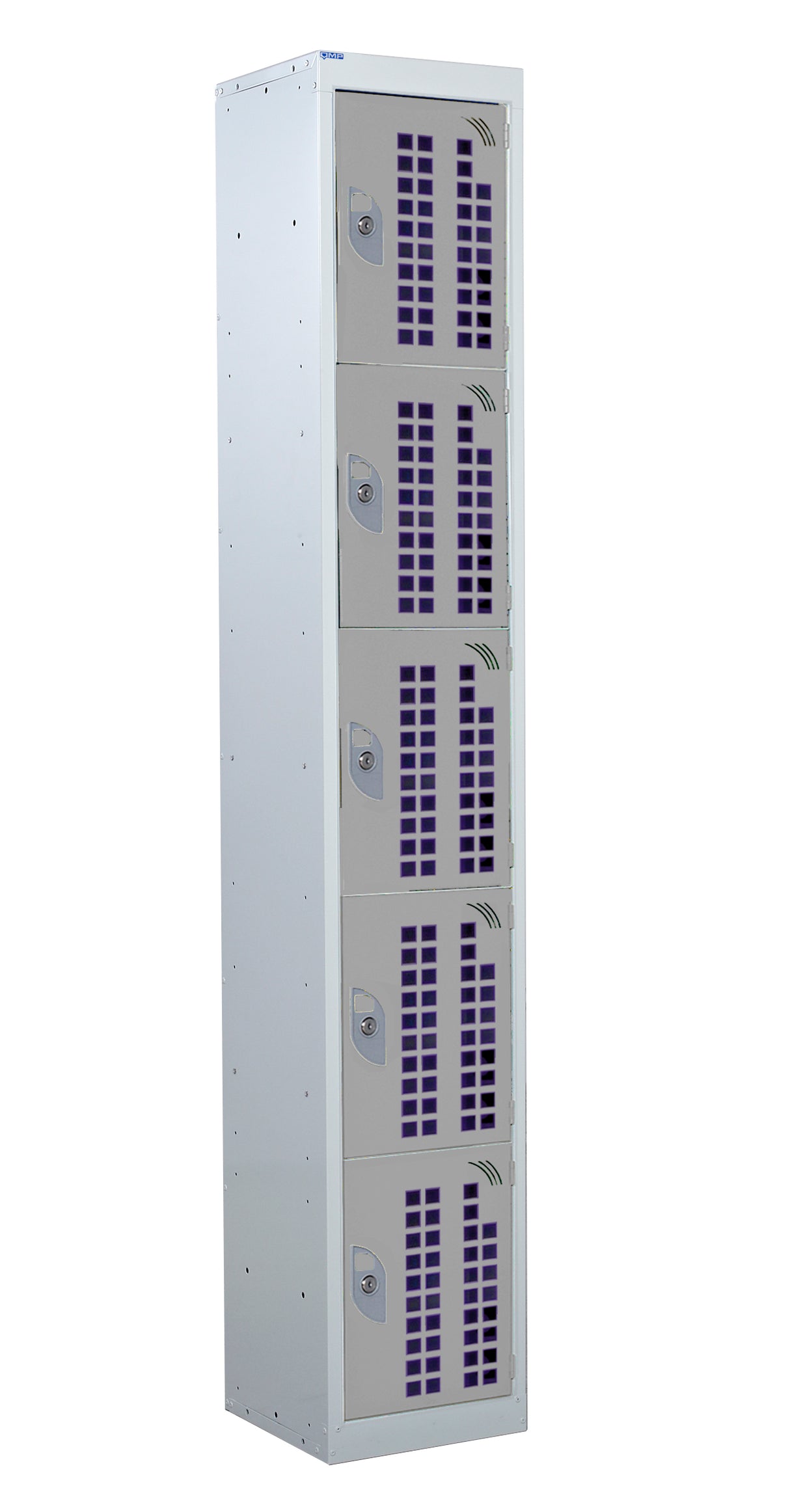 Perforated Door Locker 1800x300x300 - 5 Compartments - Light Grey