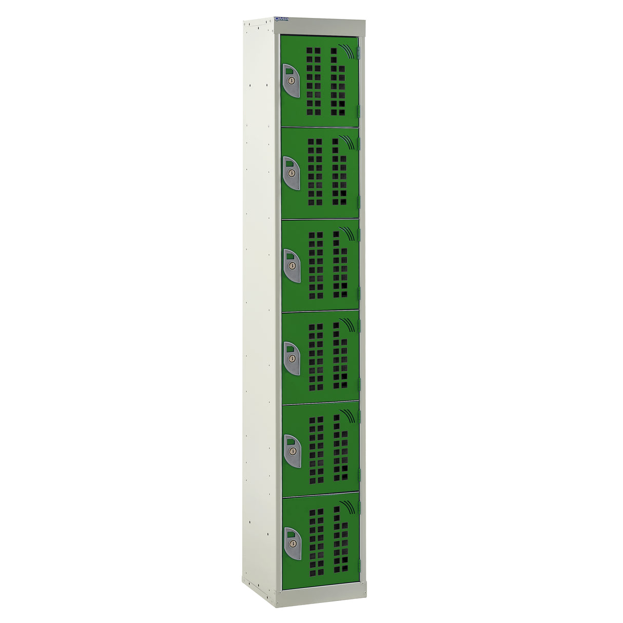 Perforated Door Locker 1800x450x450 - 6 Compartments - Green