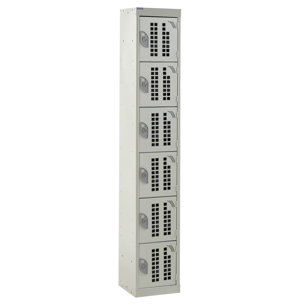 Perforated Door Locker 1800x300x450 - 6 Compartments - Light Grey