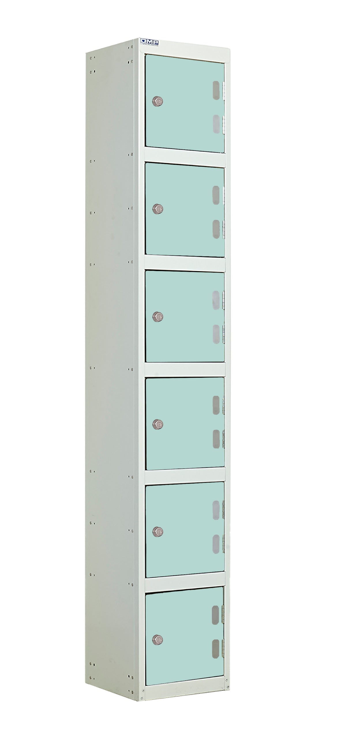 Laminate Splash Lockers - 1800x300x450mm 6 Compartments - Aquamarine