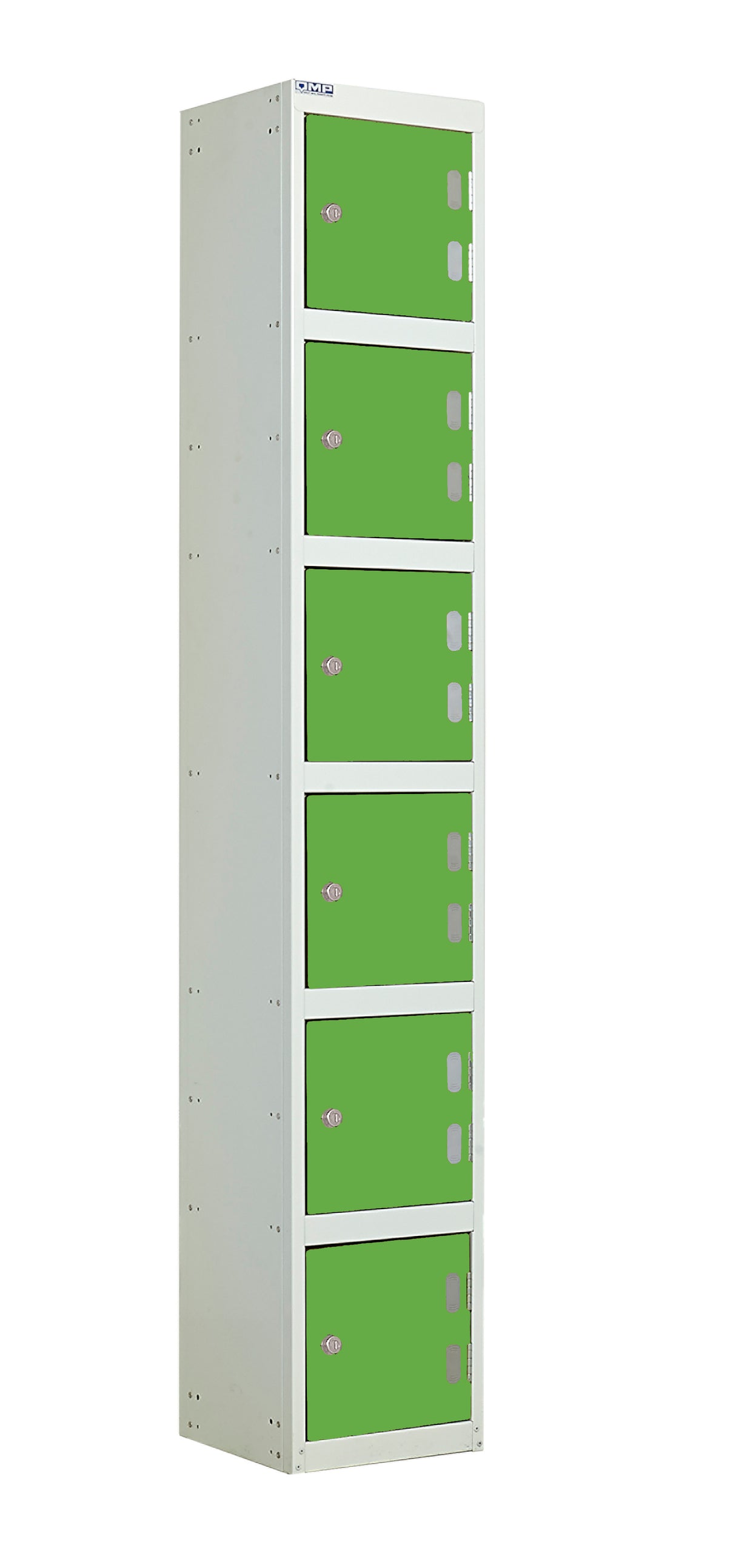 Laminate Splash Lockers - 1800x300x450mm 6 Compartments - Vibrant Green