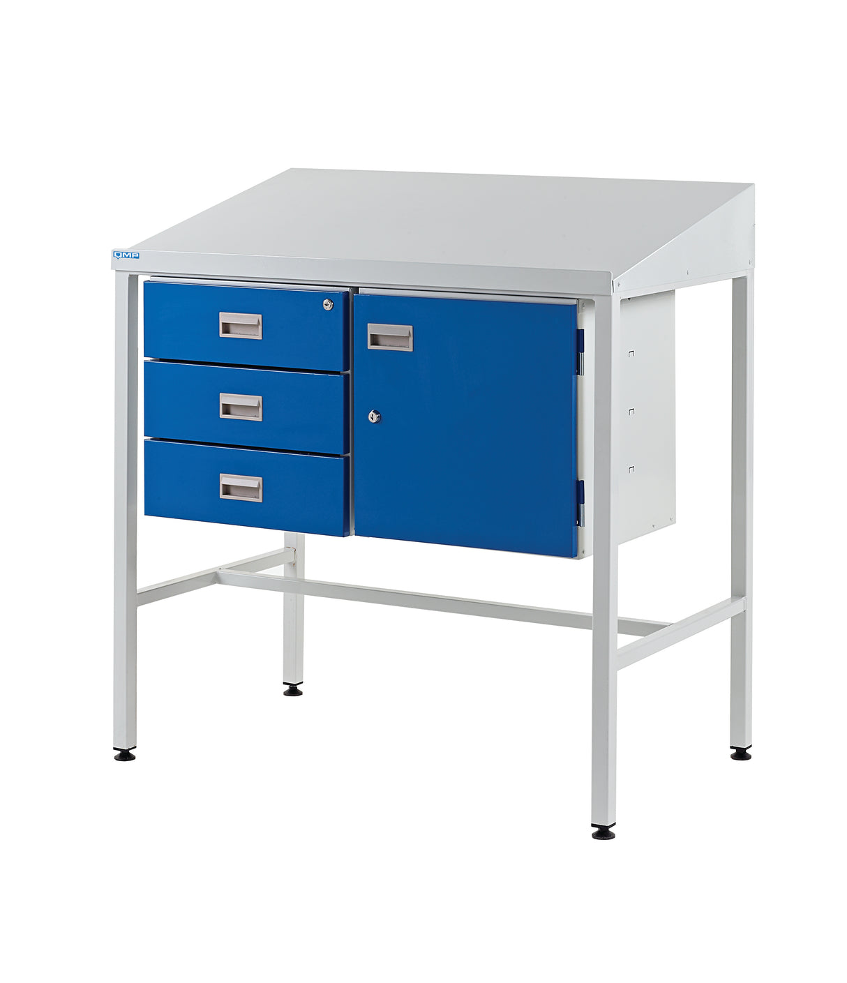 Sloping Top Workstation with Triple Drawer & Cupboard 1060.1000.460