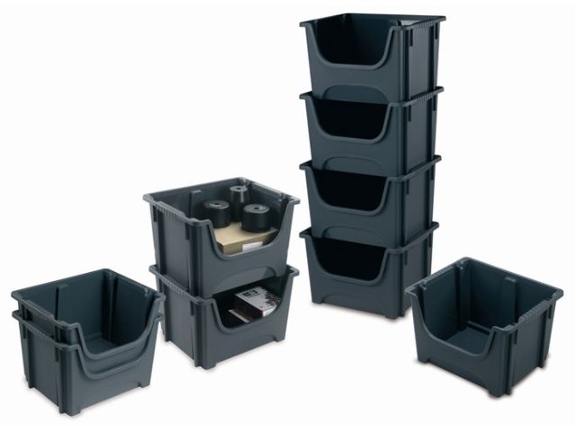 50lt EURO STACK BIN - 5PK (GREY) 495X390X320mm