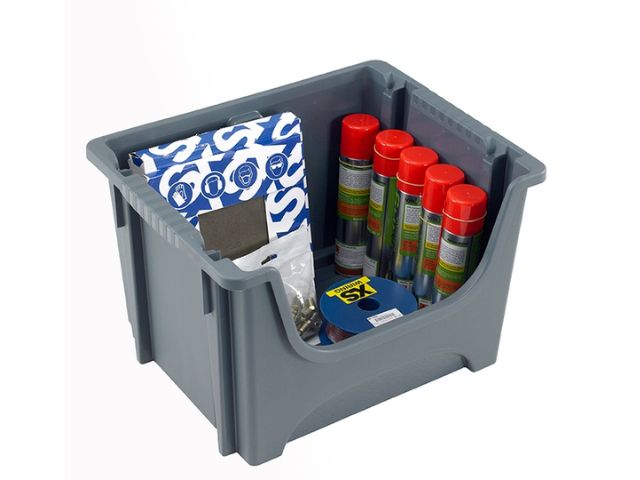 50lt EURO STACK BIN - 5PK (GREY) 495X390X320mm