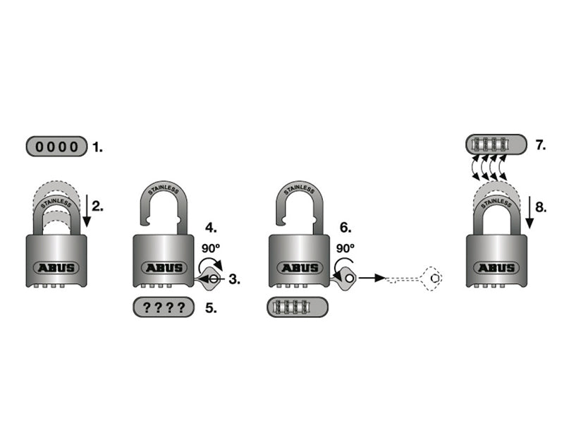 ABUS Mechanical 190/60 60mm Heavy-Duty Combination Padlock Closed Shackle (4-Digit) Carded