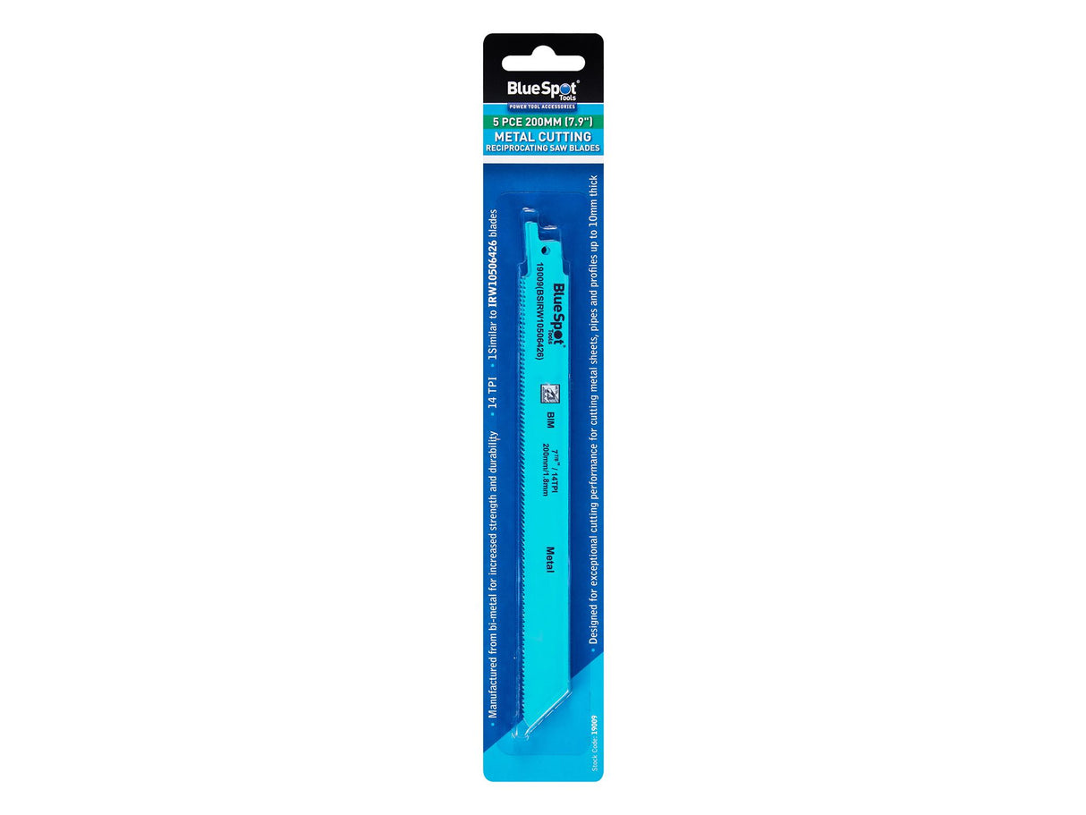 BlueSpot Tools Bi-Metal Reciprocating Saw Blade 240mm x 5 TPI Pack of 5