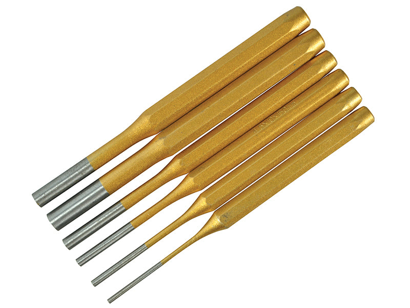 BlueSpot Tools Gold Pin Punch Set  6 Piece