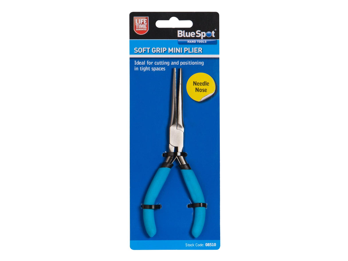 BlueSpot Tools Soft Grip Mini Needle Nose Pliers