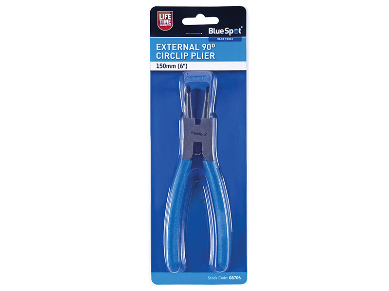 BlueSpot Tools Circlip Pliers External Bent 90° Tip 150mm (6in)