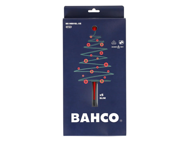 Bahco XMAS BE-9881SL ERGO Slim VDE Insulated Screwdriver Set, 5 Piece