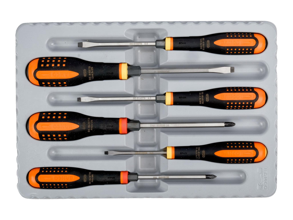 Bahco BE-9881TB ERGO Through Blade Screwdriver Set, 6 Piece