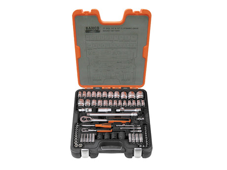 Bahco S800 1/4 & 1/2in Drive Socket Set, 77 Piece