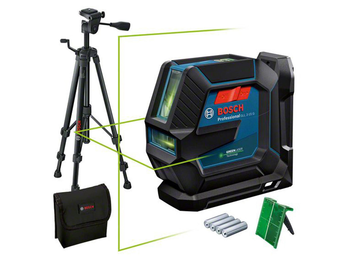 Bosch GLL 2-15 G Professional Line Laser + Universal Mount & Tripod