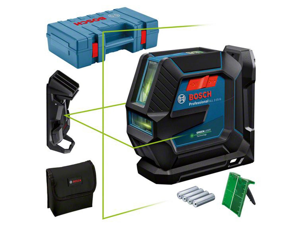 Bosch GLL 2-15 G Professional Line Laser + Universal Mount & Clamp