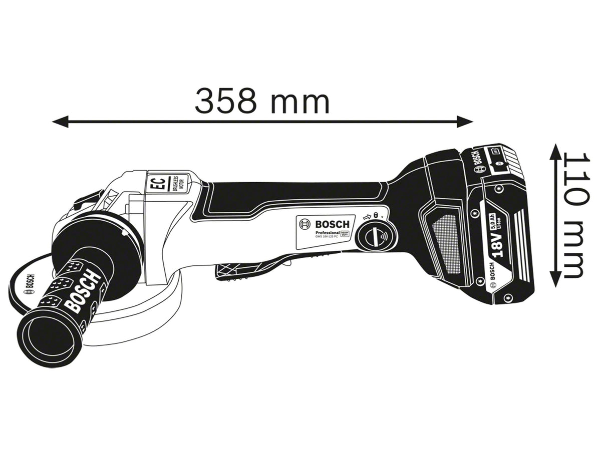 Bosch GWS 18V-10 PC Professional Angle Grinder 125mm 18V Bare Unit