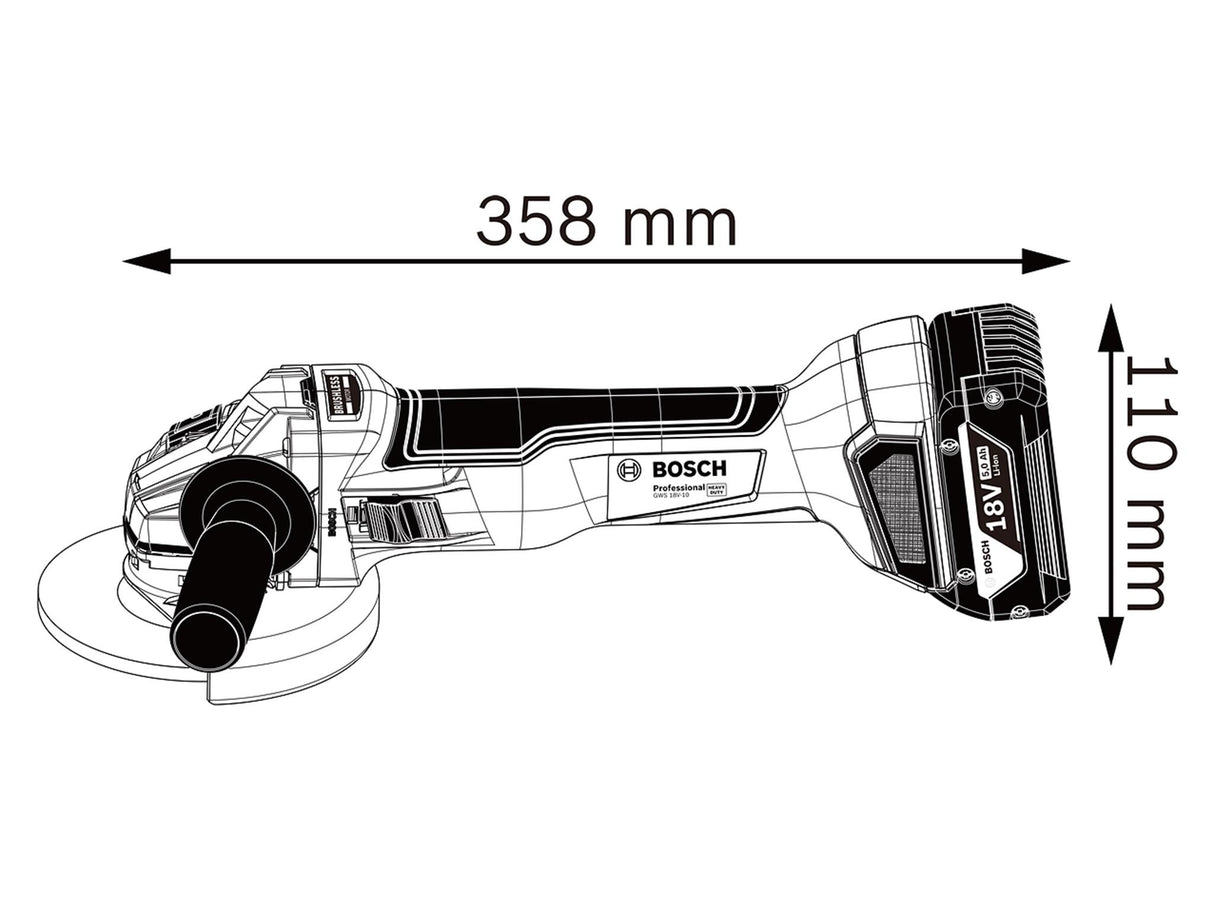Bosch GWS 18V-10 Professional Angle Grinder 115mm 18V Bare Unit