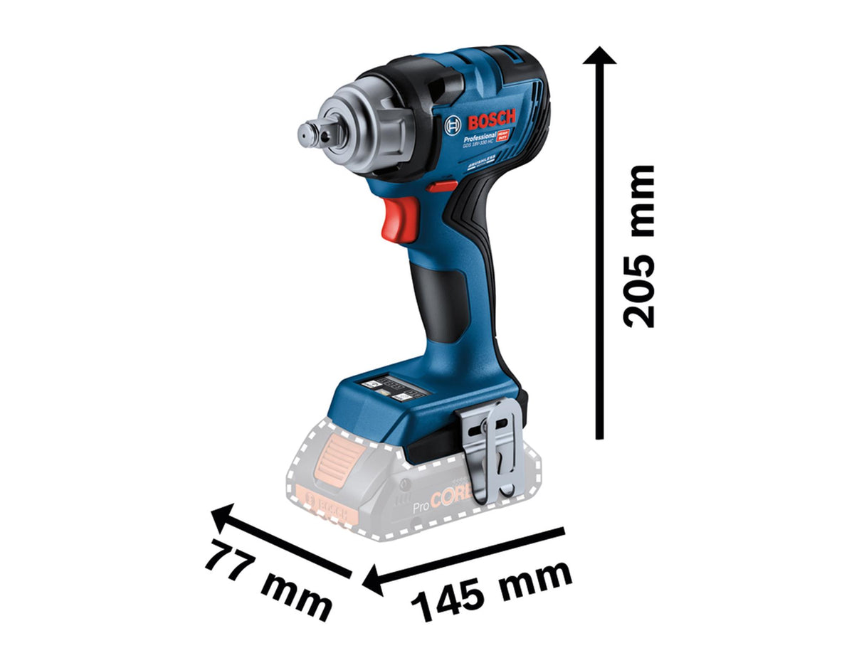 Bosch GDS 18V-330 HC Professional 1/2in Impact Wrench 18V Bare Unit
