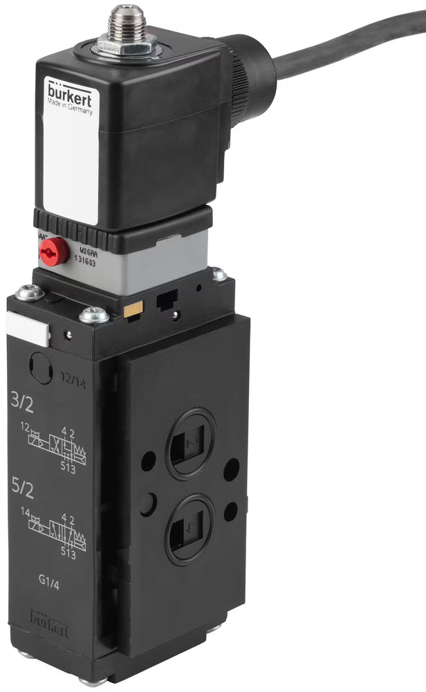 Burkert - Type 6519 - Solenoid valve for pneumatics, 3/2-, 5/2- or 5/3-way pilot-operated