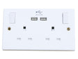 Dencon Switched Socket 2-Gang + 2 USB Ports 13A