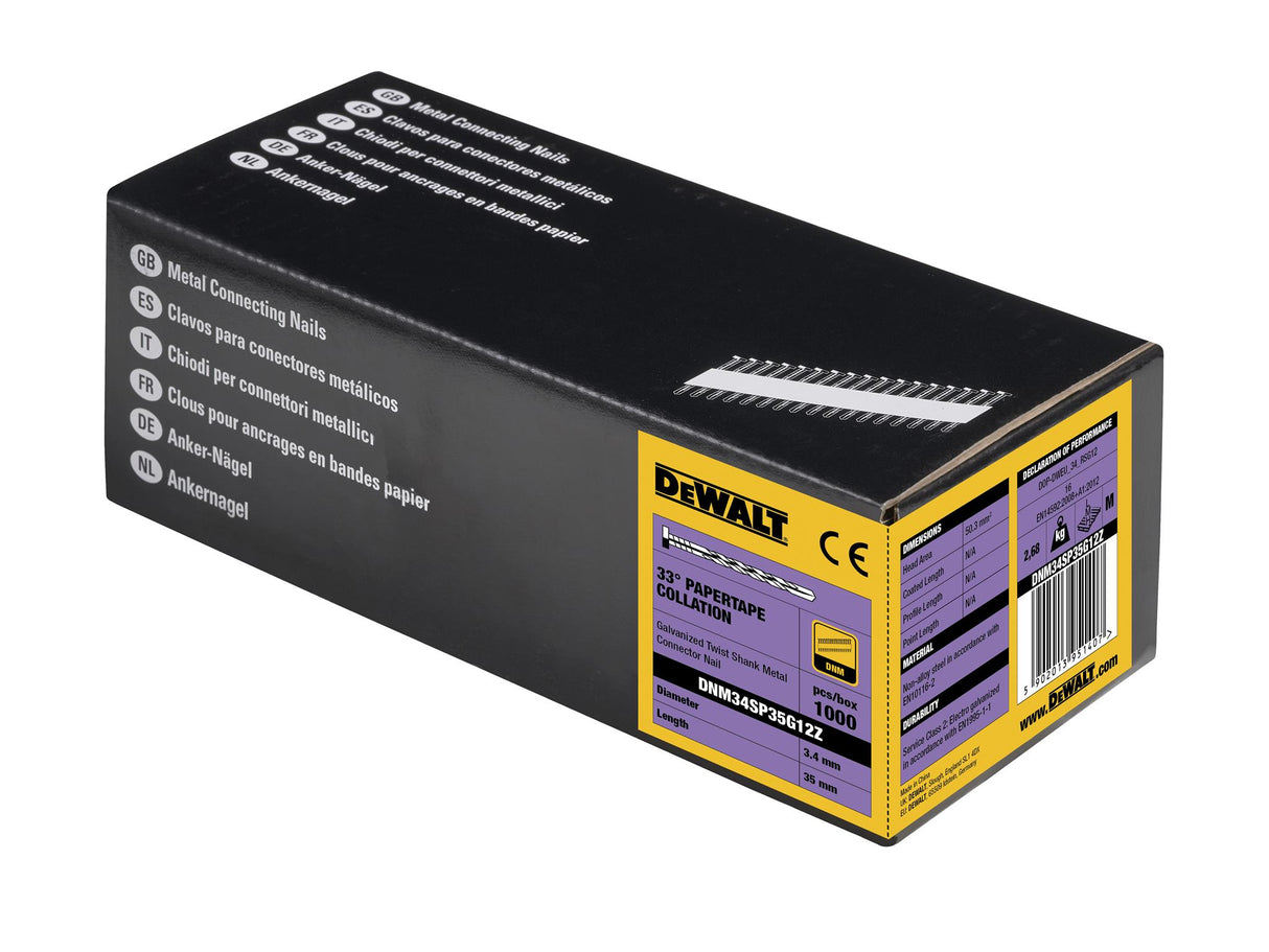 DEWALT Galvanised Metal Connector Twist Nail 3.4 x 35mm (Pack 1000)