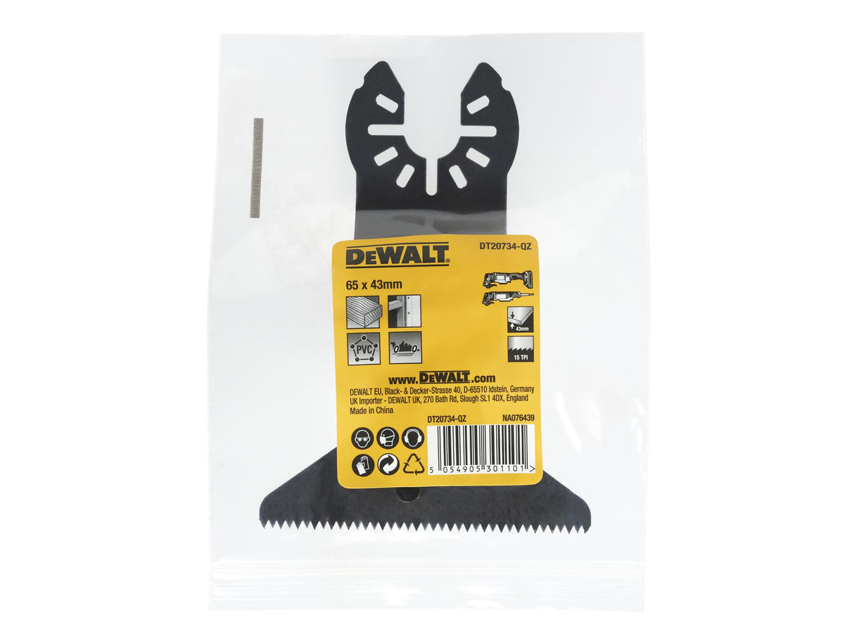 DEWALT DT20734 Fastcut Wide Wood Multi-tool Blade 65 x 43mm