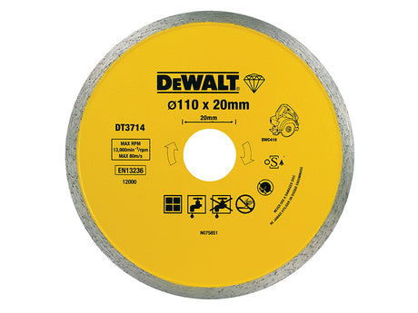 DEWALT DT3714 Diamond Tile Blade 110 x 20mm