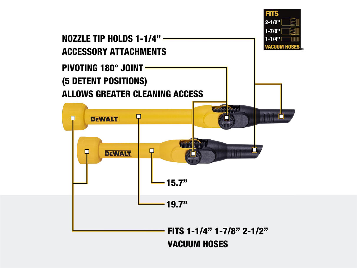 DEWALT Vacuum DXVA00-1200E Pivoting Extension Wands