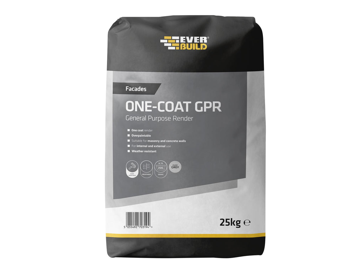 Everbuild Sika One-Coat General Purpose Render Grey 25kg