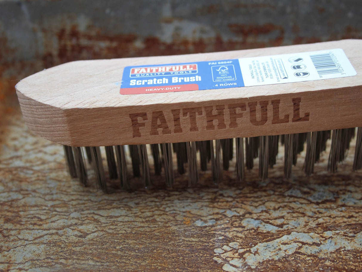 Faithfull Heavy-Duty Scratch Brush, Four Row
