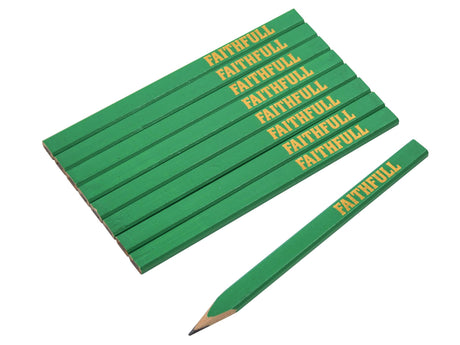 Faithfull FSC Carpenter's Pencils - Green / Hard (Pack 10)
