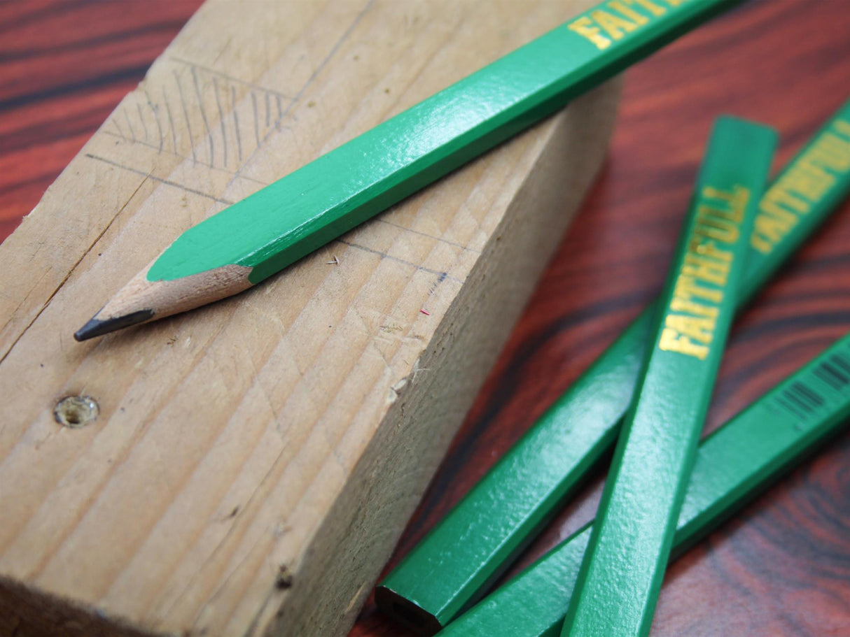 Faithfull FSC Carpenter's Pencils - Green / Hard (Pack 10)