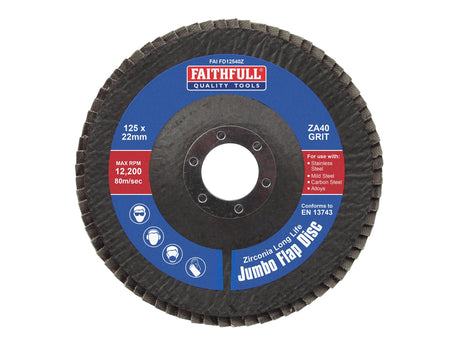 Faithfull Zirconia Abrasive Jumbo Flap Disc ZA40 125mm