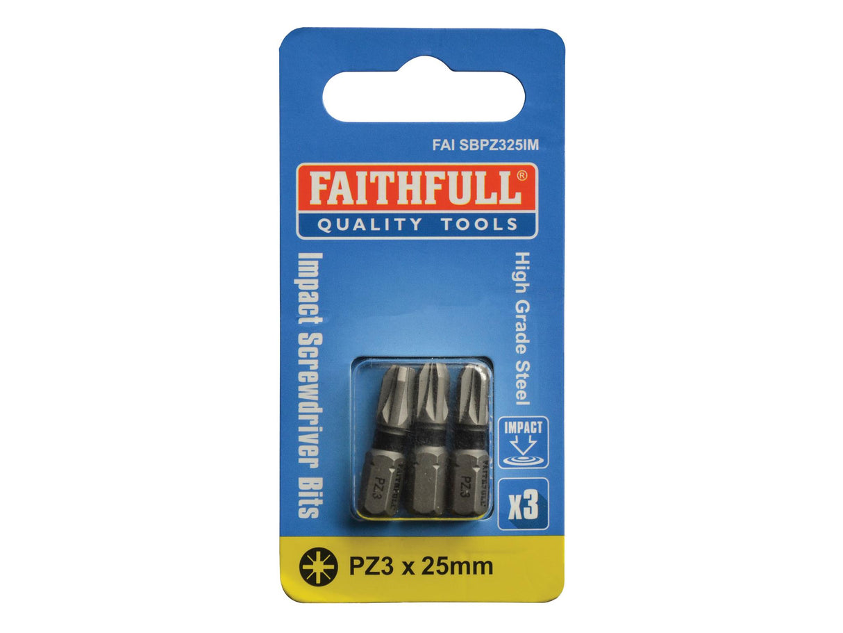 Faithfull Impact Screwdriver Bits, Pozidriv
