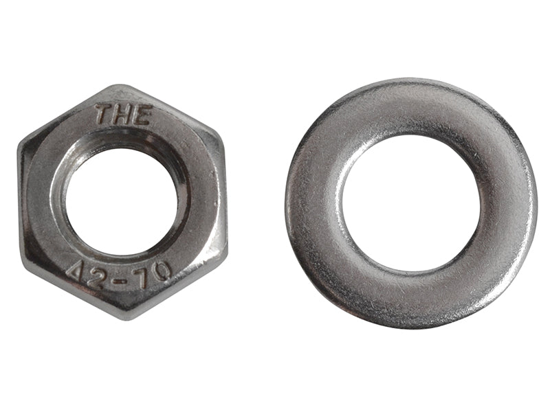 ForgeFix Hexagonal Nuts & Washers A2 Stainless Steel M8 ForgePack 12