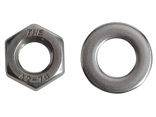 ForgeFix Hexagonal Nuts & Washers A2 Stainless Steel M8 ForgePack 12