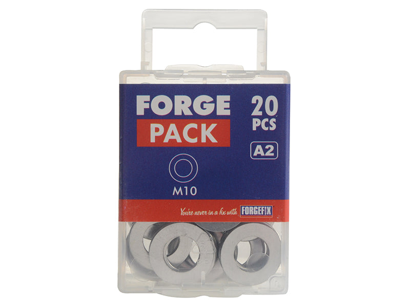 ForgeFix Flat Washers DIN125 A2 Stainless Steel M10 ForgePack 20