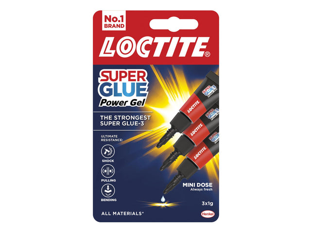 Loctite Super Glue-3 Power Gel, Tube 3 x 1g