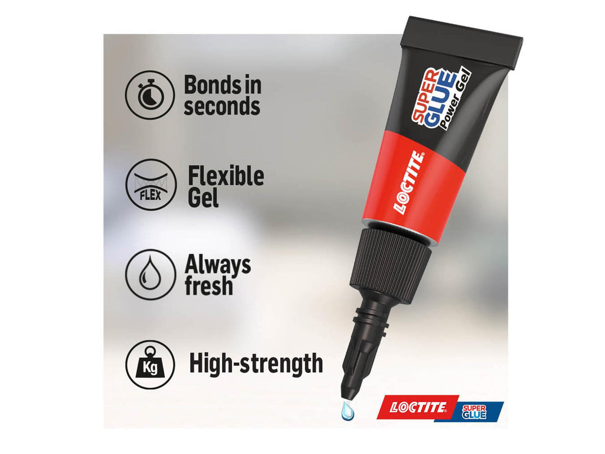 Loctite Super Glue-3 Power Gel, Tube 3 x 1g