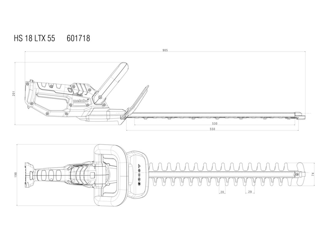 Metabo HS 18 LTX 55 Hedge Trimmer 18V Bare Unit