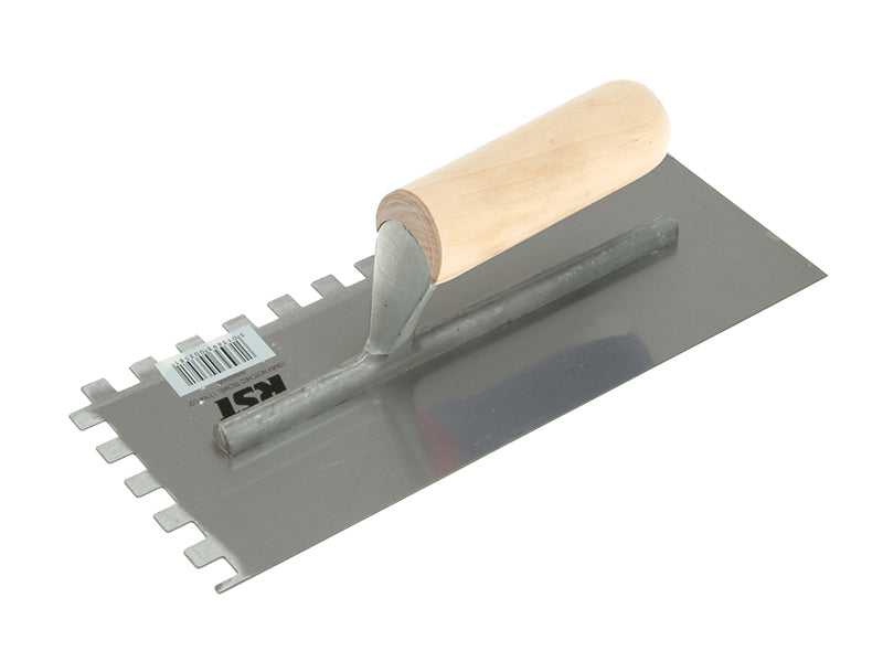 R.S.T. Notched Trowel 10mm Square Notches Wooden Handle 11 x 4.1/2in