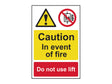 Scan Caution Event of Fire Do Not Use Lift - PVC Sign 200 x 300mm
