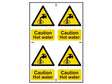 Scan Caution Hot Water - 4 PVC Signs 100 x 100mm