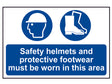 Scan Safety Helmets & Footwear To Be Worn - PVC Sign 600 x 400mm