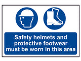 Scan Safety Helmets & Footwear To Be Worn - PVC Sign 600 x 400mm