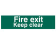 Scan Fire Exit Keep Clear Text Only - PVC Sign 200 x 50mm