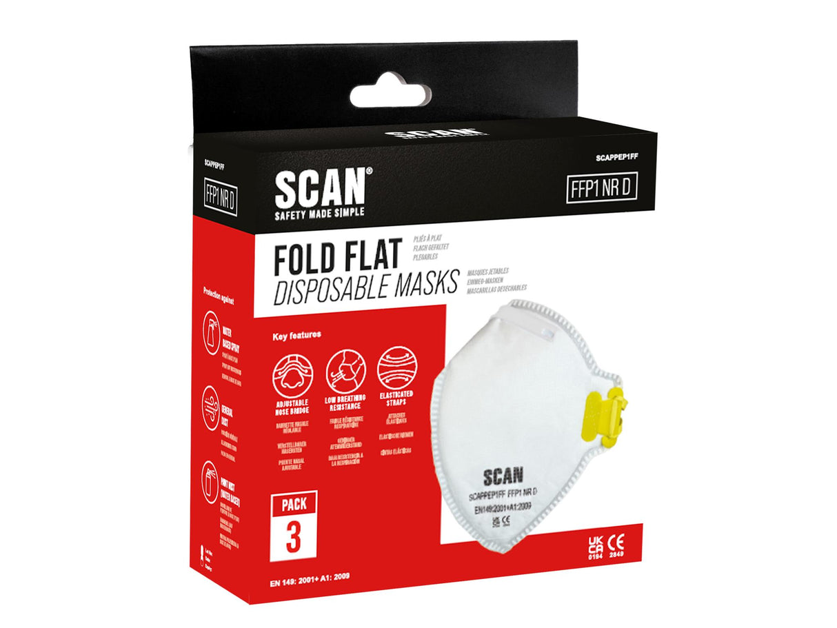 Scan Fold Flat Disposable Mask FFP1 (Pack of 3)