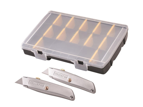 STANLEY® 99E Trimming Knife Twin Pack with 50 Spare Blades in Organiser